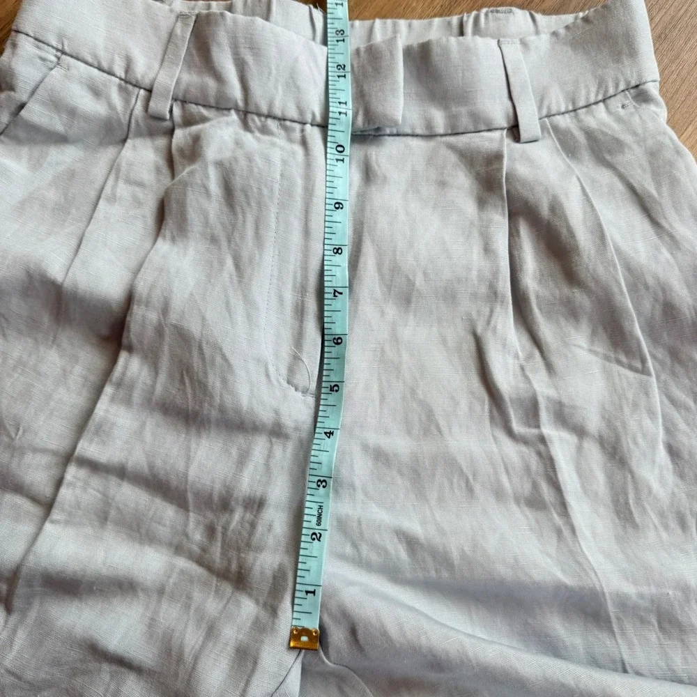 H&M Linen Blend Wide Leg Trousers‎ Light Blue High Waisted Size 8